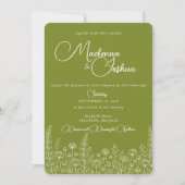 Invitation Bohemian Wild Flower Line Floral Monogram  (Devant)