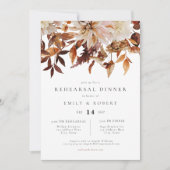 Invitation Bohémien Burnt Orange Automne Floral Dîner de répé (Devant)