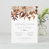 Invitation Bohémien Burnt Orange Automne Floral Dîner de répé (Debout devant)