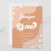 Invitation Boho 1er anniversaire Daisy Floral Super 70's Part (Devant)