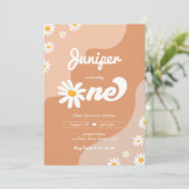 Invitation Boho 1er anniversaire Daisy Floral Super 70's Part (Debout devant)