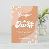 Invitation Boho 2e anniversaire Daisy Floral Super 70's Party (Debout devant)