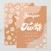 Invitation Boho 2e anniversaire Daisy Floral Super 70's Party (Devant / Derrière)