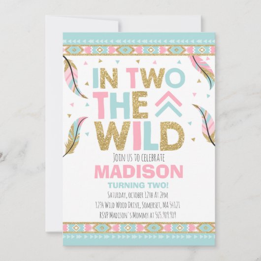 Invitation Boho 2e anniversaire dans deux The Wild (Devant)