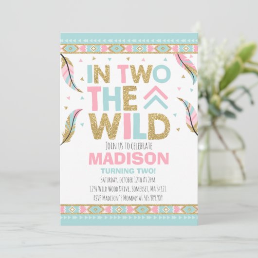 Invitation Boho 2e anniversaire dans deux The Wild (Debout devant)