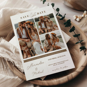 Invitation Boho 3 Photos Enregistrer La Date