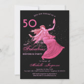 Invitation Boho 50e anniversaire Femme Pink Dancer Parties sc (Devant)