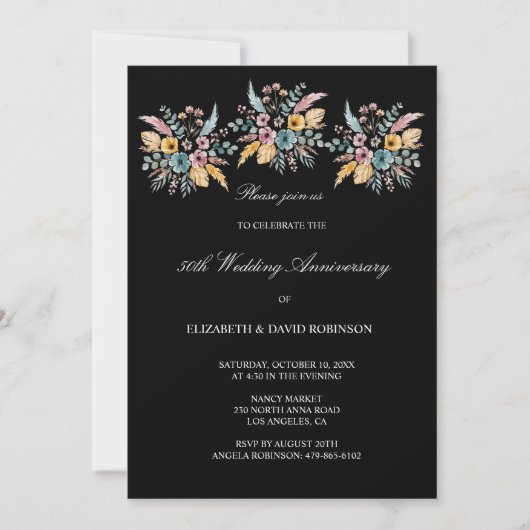 Invitation Boho 50e anniversaire mariage (Devant)