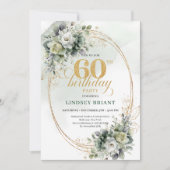Invitation Boho 60e Anniversaire Vert Poussiéreux (Devant)