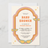 Invitation Boho 70s Rétro Cadre Coloré Groovy Baby Shower (Devant)
