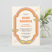 Invitation Boho 70s Rétro Cadre Coloré Groovy Baby Shower (Debout devant)