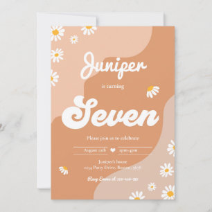 Invitation Boho 7e anniversaire Daisy Floral Super 70's Party