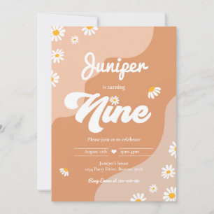 Invitation Boho 9th Birthday Daisy Floral Super 70's Party