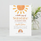 Invitation Boho A Little Ray Sunshine Rainbow Baby shower (Debout devant)