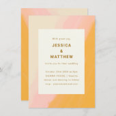 Invitation Boho Abstrait Aquarelle rose Mariage jaune (Devant / Derrière)