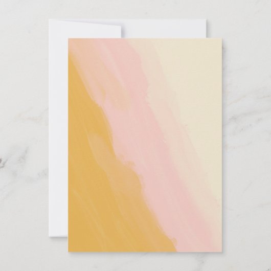 Invitation Boho Abstrait Aquarelle rose Mariage jaune (Dos)