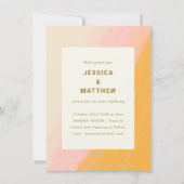 Invitation Boho Abstrait Aquarelle rose Mariage jaune (Devant)