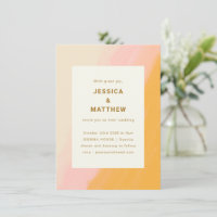 Boho Abstrait Aquarelle rose Mariage jaune
