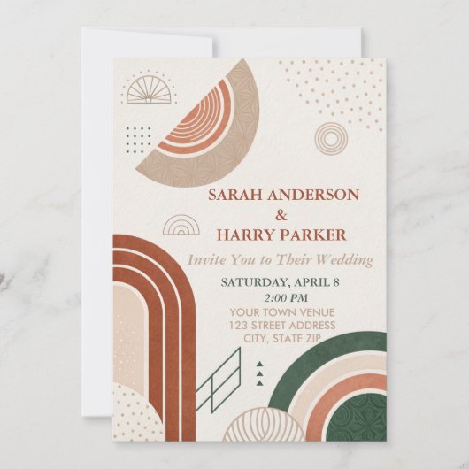 Invitation Boho Abstrait Arch Mariage (Devant)