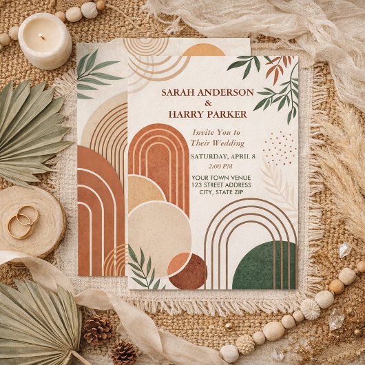 Invitation Boho Abstrait Arch Mariage