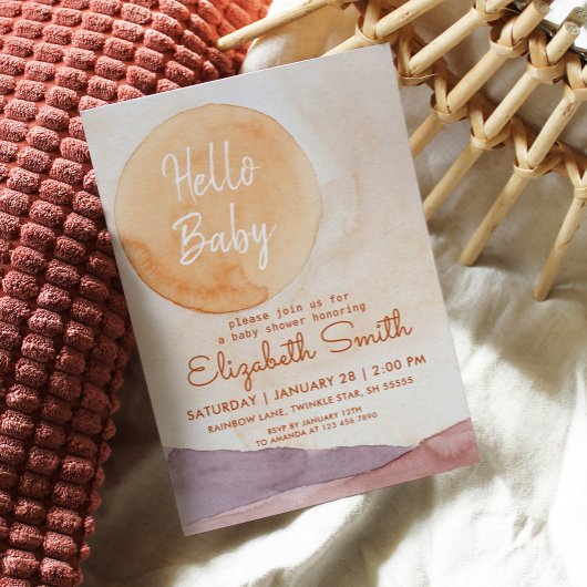 Invitation Boho Abstrait Desert and Sunshine Baby shower