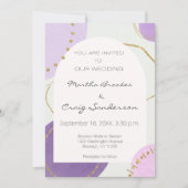 Invitation Boho Abstrait Purple Gold Watercolor Mariage (Devant)