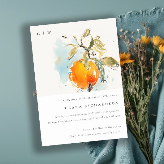 Invitation Boho Abstrait Sketchy Orange Garden Fête des marié