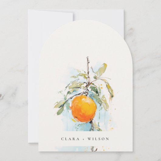Invitation Boho Abstrait Sketchy Orange Garden Mariage (Dos)