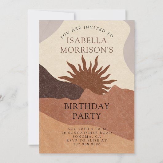 Invitation Boho Abstrait Terracotta Bisque Anniversaire (Devant)