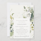 Invitation Boho Abstrait vert blanc Baby shower floral (Devant)