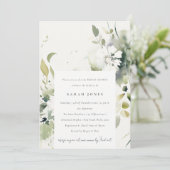 Invitation Boho Abstrait vert blanc Fête des mariées florale (Debout devant)