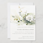 Invitation Boho Abstrait vert blanc Fête des mariées florale (Devant)