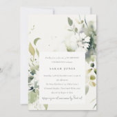 Invitation Boho Abstrait Vert Blanc Floral Anniversaire (Devant)