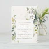 Invitation Boho Abstrait Vert Blanc Floral Anniversaire (Debout devant)