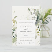 Invitation Boho Abstrait Vert Blanc Floral Couples Douche (Debout devant)
