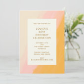 Invitation Boho Abstraite aquarelle rose jaune 40e anniversai (Debout devant)