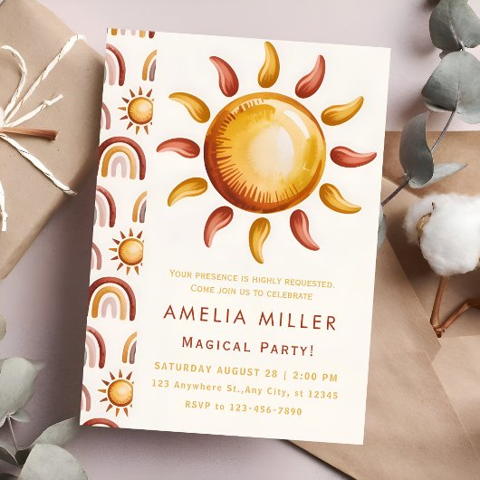 Invitation Boho Aesthetic Rainbow Party