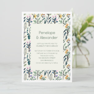 Invitation Boho Aesthétique Fleur sauvage Mariage