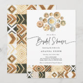 Invitation Boho African Tiles Panier Safari Fête des mariées (Devant / Derrière)