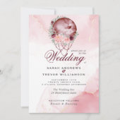 Invitation Boho All in One Mariage Pink Maroon Moo (Devant)