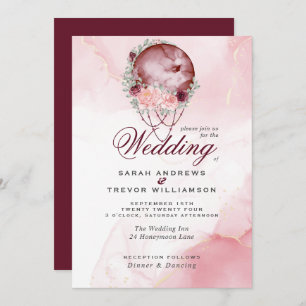 Invitation Boho All in One Mariage Pink Maroon Moo