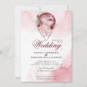 Invitation Boho All in One Mariage Pink Maroon Moo (Devant)