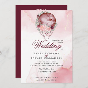 Invitation Boho All in One Mariage Pink Maroon Moo