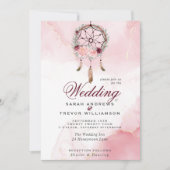 Invitation Boho All in One Mariage Rose Maroon Dream Catcher (Devant)