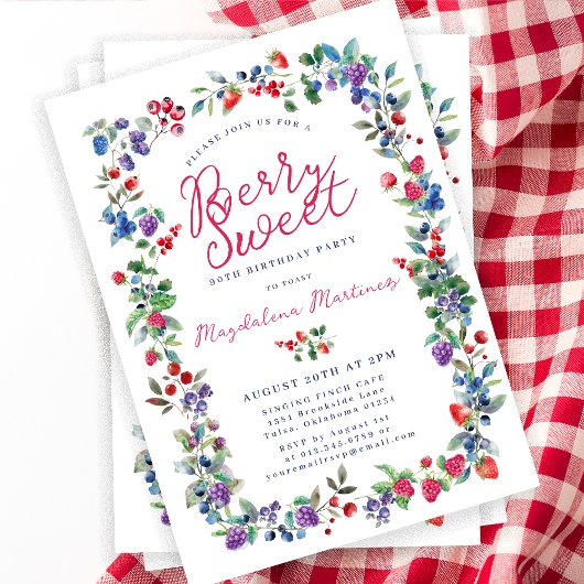 Invitation Boho Americana Berry Sweet Été 90e anniversaire