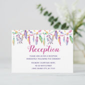 Invitation Boho Amérindien Plume Indienne Violette Mariage (Debout devant)