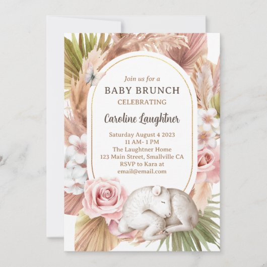 Invitation Boho Animal Baby Brunch (Devant)