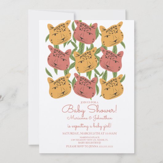 Invitation Boho Animal Chat Cheetah Safari Baby shower (Devant)