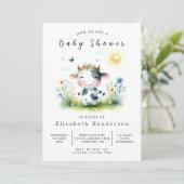 Invitation Boho Animal Fun Baby shower Vache (Debout devant)