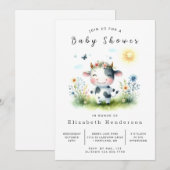 Invitation Boho Animal Fun Baby shower Vache (Devant / Derrière)